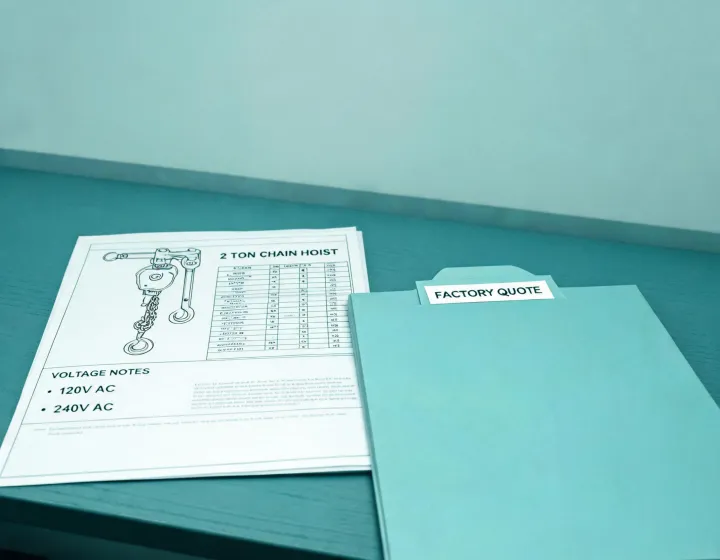 Illustrated briefing desk for electric hoist quotes